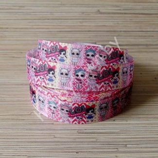 Лента репсовая 25мм "Куколки" 1м