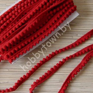 Тесьма с мини-помпонами, шир.10 мм помпон 5 мм (цв.тёмно-красный 26) 1 м