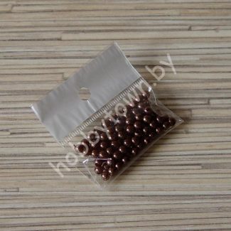 Бусины пластиковые под жемчуг 4 мм (цв.коричневый), 100 шт.