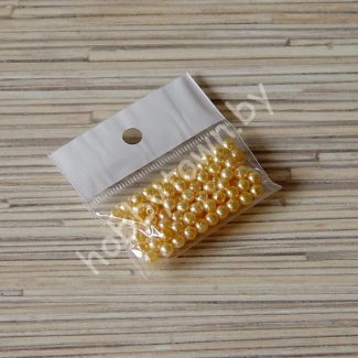 Бусины пластиковые под жемчуг 4 мм (цв.персиковый), 100 шт.