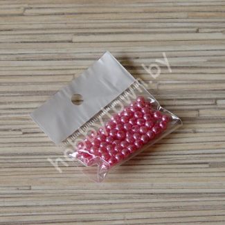 Бусины пластиковые под жемчуг 4 мм (цв.розовый), 100 шт.