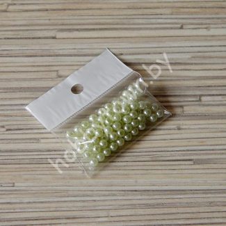 Бусины пластиковые под жемчуг 4 мм (цв.салатовый), 100 шт.