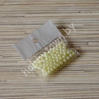 Бусины пластиковые под жемчуг 4 мм (цв.св-жёлтый), 100 шт.