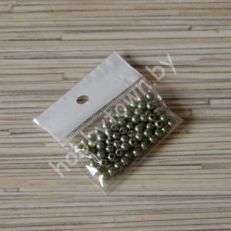 Бусины пластиковые под жемчуг 4 мм (цв.зелёный), 100 шт.