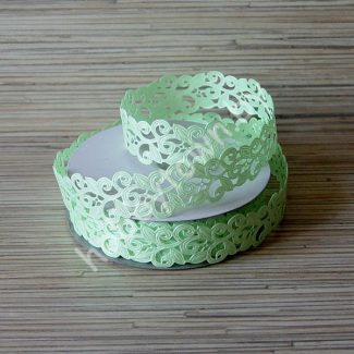 Лента декоративная "цветочный узор", 25 мм, (цв. салатовый) отрез 1м