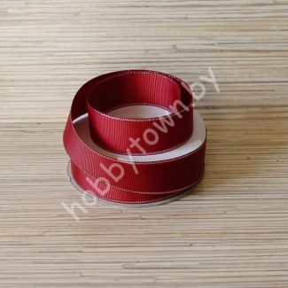 Лента репсовая 25мм (цв. бордовый с люрексом серебро) 1м