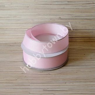 Лента репсовая 25мм (цв. розовый с люрексом серебро) 1м