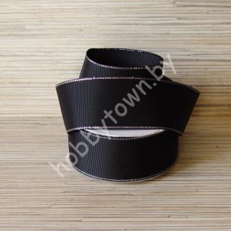 Лента репсовая 40мм (цв. чёрный с люрексом серебро) 1м