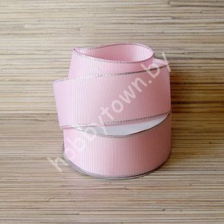 Лента репсовая 40мм (цв. розовый с люрексом серебро) 1м