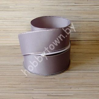 Лента репсовая 40мм (цв. серый с люрексом серебро) 1м
