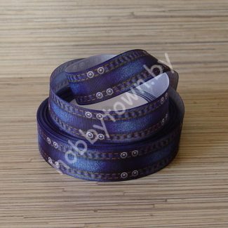 Репсовая лента с рисунком 25 мм "Джинс" (цв. синий) 1 метр