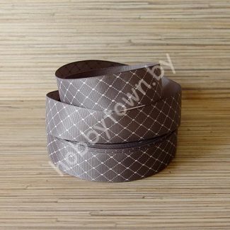 Репсовая лента с рисунком "Ромб" 25 мм (цв.тёмно-серый) 1 метр