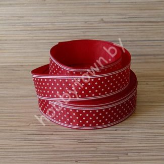 Репсовая лента с рисунком "Звёздочки" 25 мм (цв.бордовый ) 1 метр