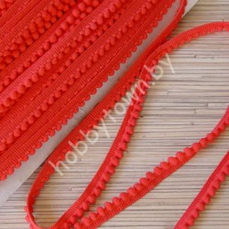 Тесьма с мини-помпонами, шир.10 мм помпон 5 мм (цв.коралловый) 1 м