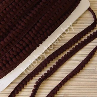 Тесьма с мини-помпонами, шир.10 мм помпон 5 мм (цв.шоколадный) 1 м