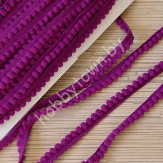 Тесьма с мини-помпонами, шир.10 мм помпон 5 мм (цв.т-сиреневый) 1 м