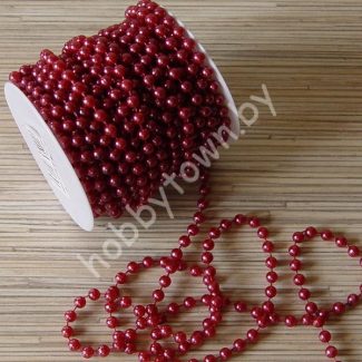 Бусины 6 мм на нитке под жемчуг (цв. бордовый) 1 метр