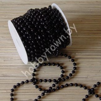 Бусины 6 мм на нитке под жемчуг (цв. чёрный) 1 метр