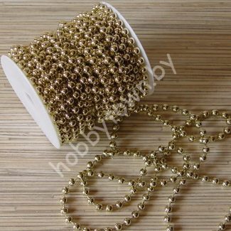 Бусины 6 мм на нитке под жемчуг (цв. золото) 1 метр