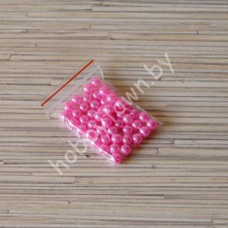 Бусины пластиковые под жемчуг 6 мм (цв. розовый) 50 шт.
