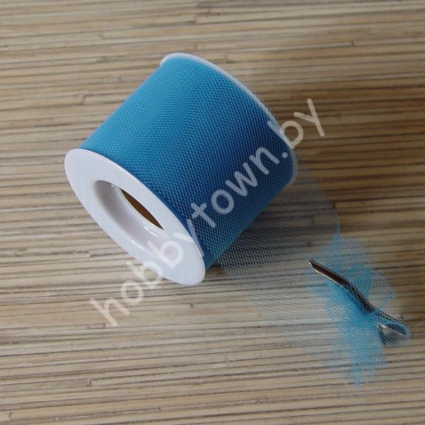 Фатин средней жёсткости, ширина 5 см (цв. голубой) 1 метр