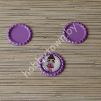 Крышечка для кабошона металл 25 мм (цв. сиреневый) 1шт.