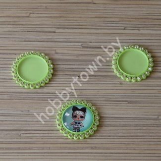 Крышечка-серединка со стразами (цв. лайм) 1шт.