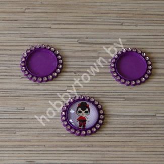 Крышечка-серединка со стразами (цв. т-сиреневый) 1шт.