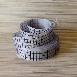 Лента репсовая 25 мм "Клетка" (цв. серый с чёрным) 1м