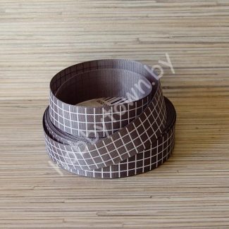 Лента репсовая 25 мм "Клетка" (цв. стальной с белым) 1м