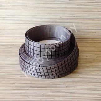 Лента репсовая 25 мм "Клетка" (цв. стальной с чёрным) 1м