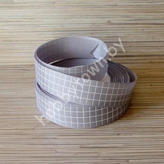 Лента репсовая 25 мм "Клетка" (цв. св-серый с белым) 1м