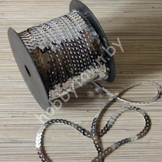 Пайетки на нитях 6 мм (цв. серебро) 1 м