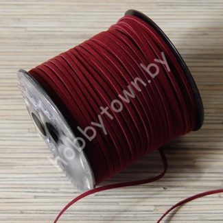 Шнур бархатный 2,5 x1 мм (цв.бордовый) отрез 1 м