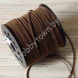 Шнур бархатный 2,5 x1 мм (цв.тёмно-коричневый) отрез 1 м