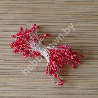 Тычинки для цветов 4x6 мм (цв.красный) 40 нитей