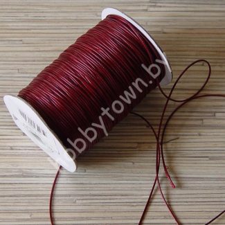 Вощёный шнур 1 мм (цв. бордовый) 1м.