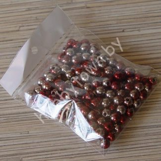 Бусины пластиковые Металлик 8 мм (цв. красный/серебро) 30 шт.
