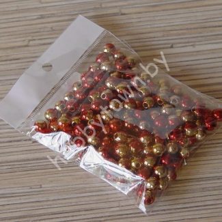 Бусины пластиковые Металлик 8 мм (цв. красный/золото) 30 шт.