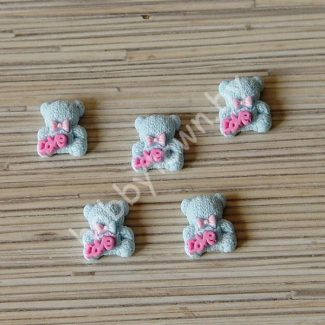 Кабошон Мишка LOVE 20x17 мм (цв. голубой) 1шт.