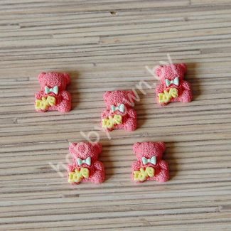 Кабошон Мишка LOVE 20x17 мм (цв. розовый персик) 1шт.