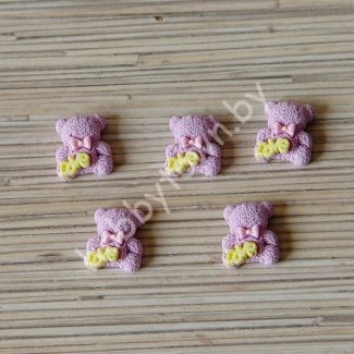 Кабошон Мишка LOVE 20x17 мм (цв. сиреневый) 1шт.