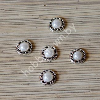 Кабошон флоризель пластик 18 мм (цв.серебро) 1шт.