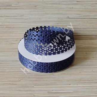 Лента декоративная "сеточка в цветочек", 22 мм, (цв.т-синий) 1м