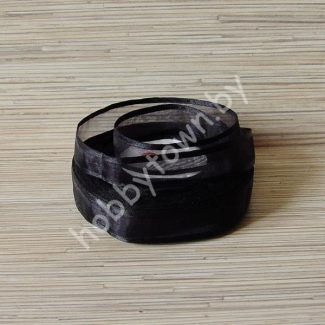 Лента органза с атласным краем 25 мм (цв.чёрный) 1 метр