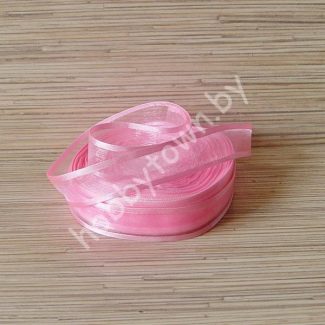 Лента органза с атласным краем 25 мм (цв.розовый) 1 метр