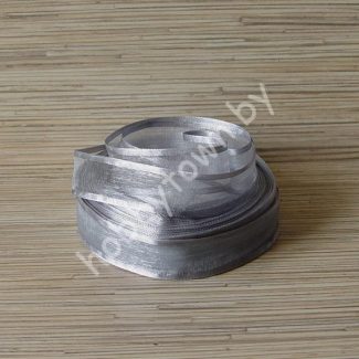 Лента органза с атласным краем 25 мм (цв.серый) 1 метр