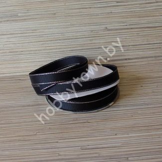 Лента репсовая 12 мм (цв. чёрный с люрексом серебро) 1м