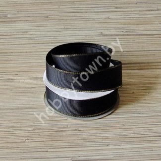 Лента репсовая 25мм (цв. чёрный с люрексом золото) 1м