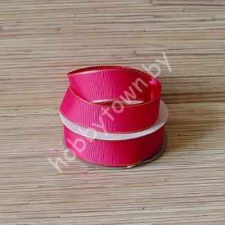 Лента репсовая 25мм (цв. фуксия с люрексом золото) 1м